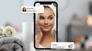 Client using a chatbot to book spa appointment