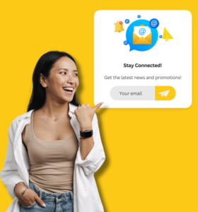 Girl signing up for email