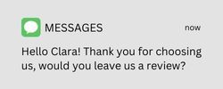 Text message from a local business asking for review