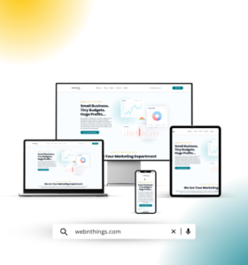 Webnthings.com site displaying in multiple responsive formats (560 x 600 px)