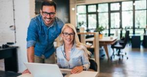 A group of business owners are having a conversation about their marketing budgets.