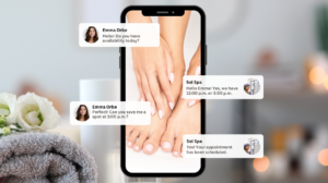 Client using a chatbot to book an spa appointment