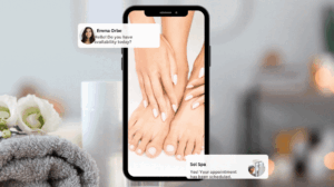 Client using a text marketing to book an spa appointment